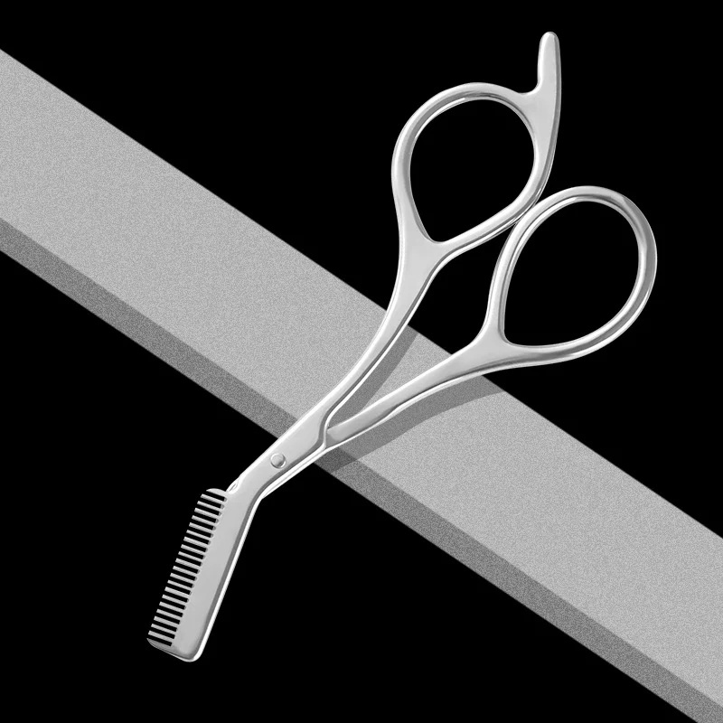 Men'S Grooming Eyebrow Trimming - Roestvrijstalen wenkbrauwtrimmerschaar met kam, gezichtshaarverzorgingshulpmiddel voor